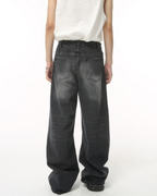 Washed Dark Loose Jeans - Color: Black Grey - DRIPIOT
