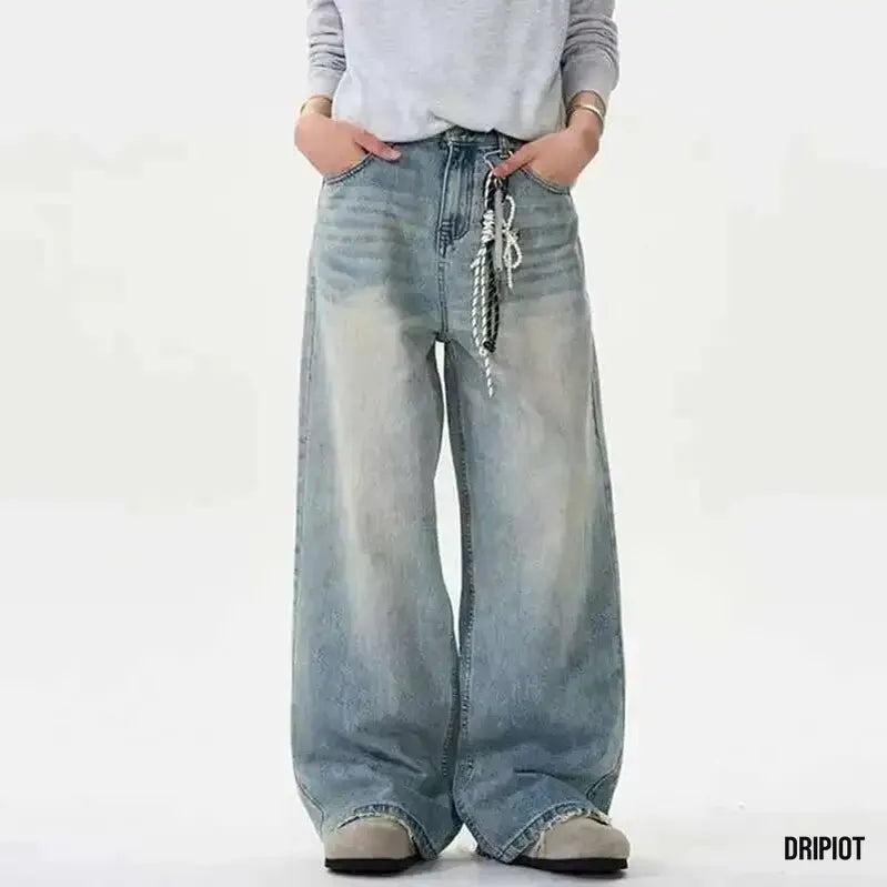 Moustache Effect Distressed Jeans - DRIPIOT