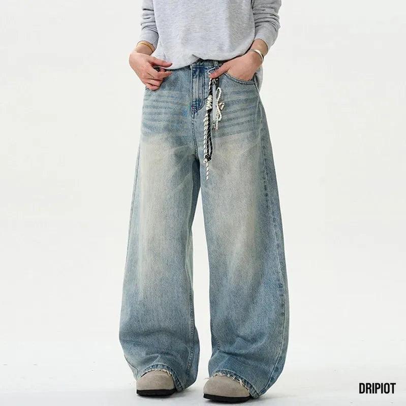Moustache Effect Distressed Jeans - DRIPIOT