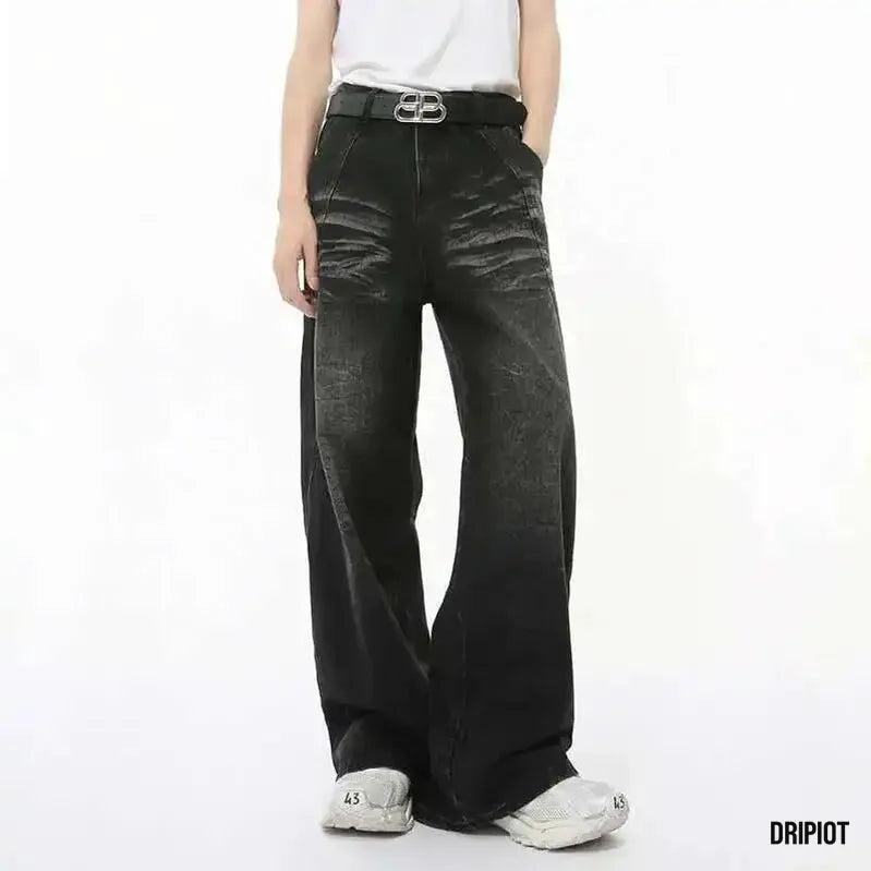 Straight Whiskers Solid Jeans - DRIPIOT