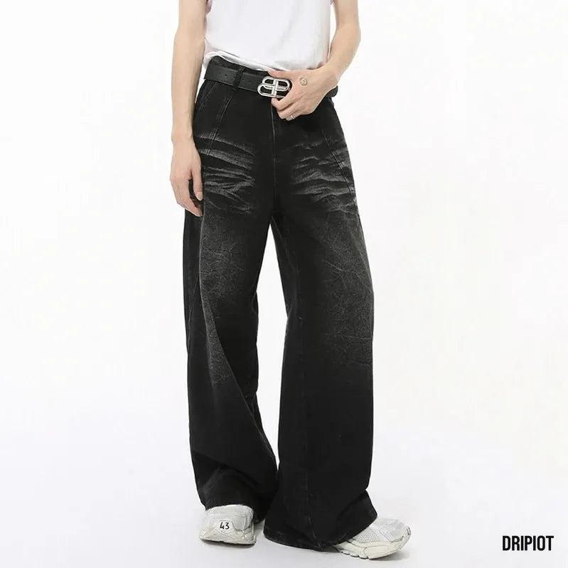 Straight Whiskers Solid Jeans - DRIPIOT