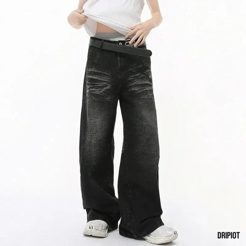 Straight Whiskers Solid Jeans - DRIPIOT