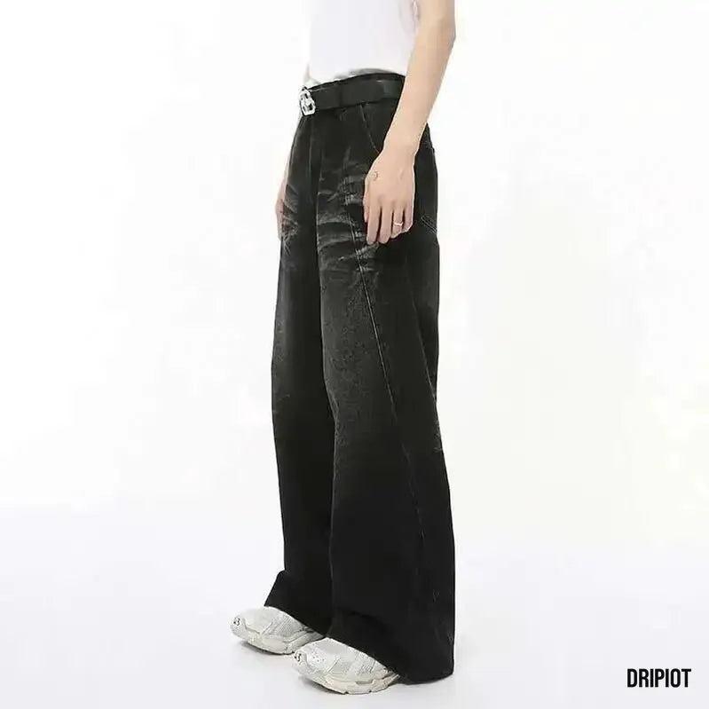Straight Whiskers Solid Jeans - DRIPIOT