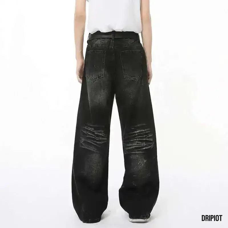 Straight Whiskers Solid Jeans - DRIPIOT