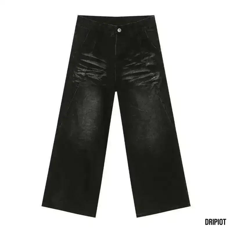Straight Whiskers Solid Jeans - DRIPIOT