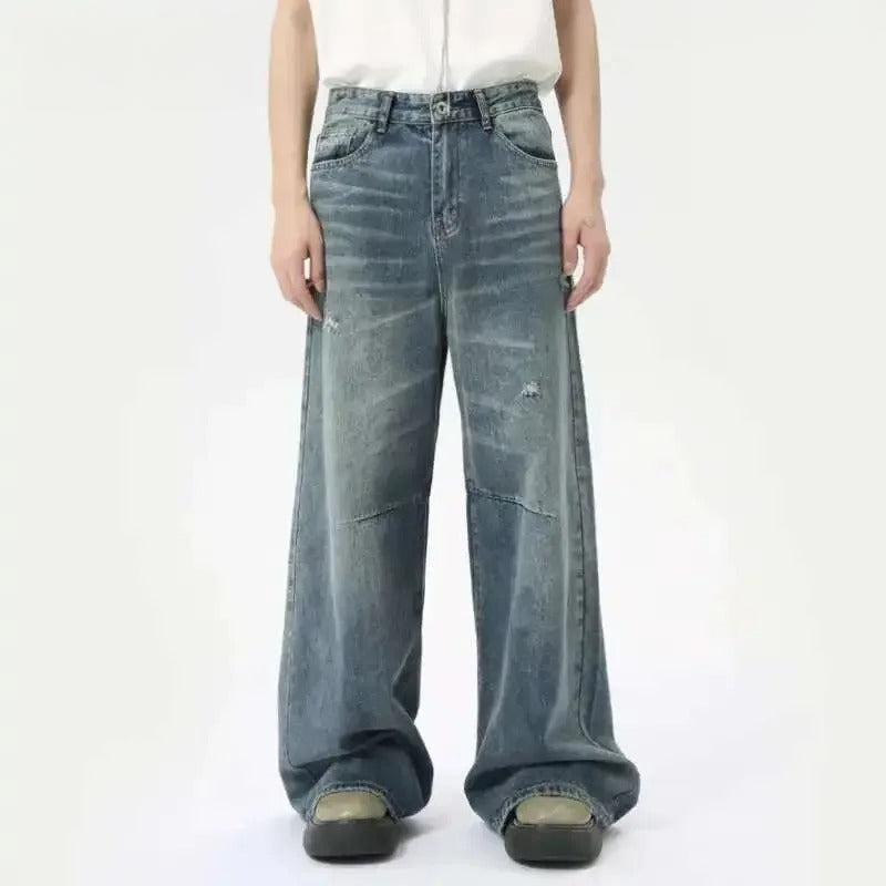 Washed Casual Straight Jeans - DRIPIOT