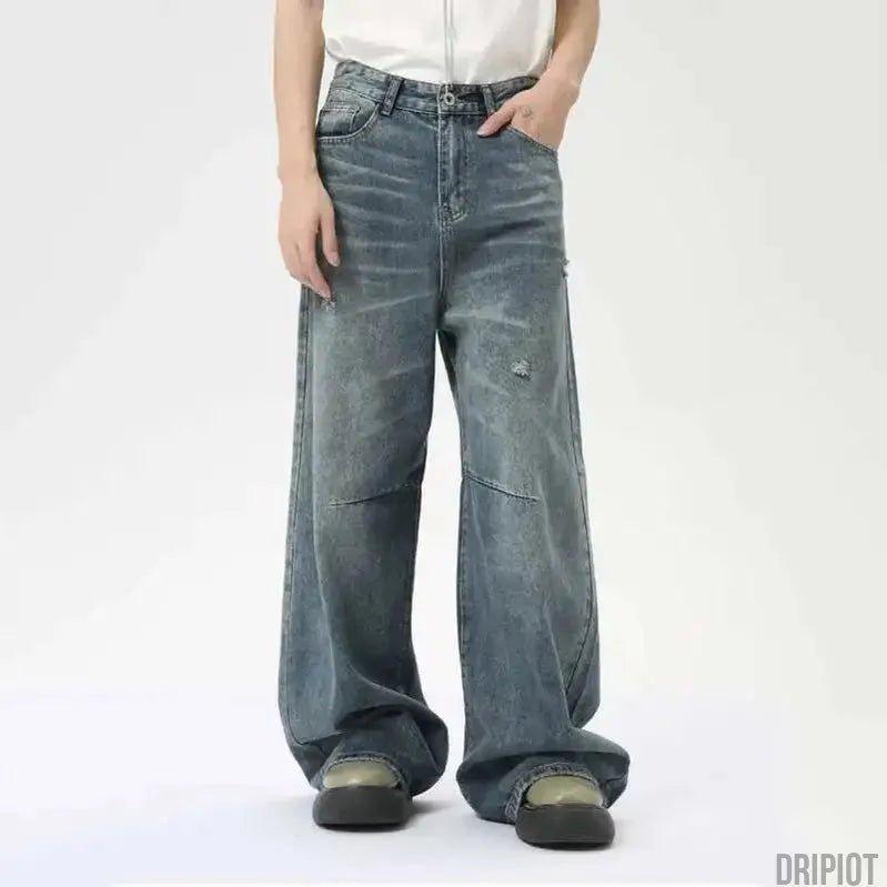 Washed Casual Straight Jeans - DRIPIOT
