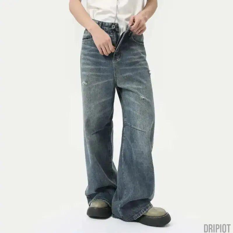 Washed Casual Straight Jeans - DRIPIOT