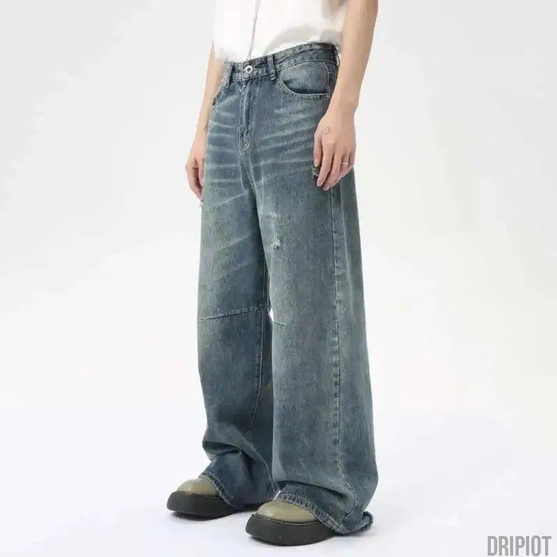 Washed Casual Straight Jeans - DRIPIOT