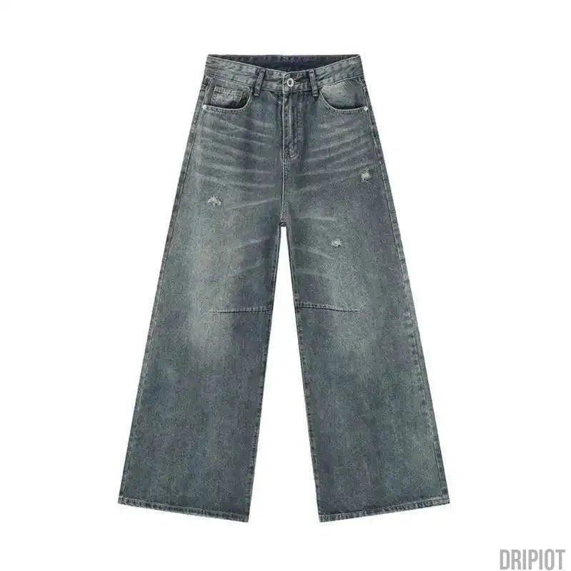 Washed Casual Straight Jeans - DRIPIOT