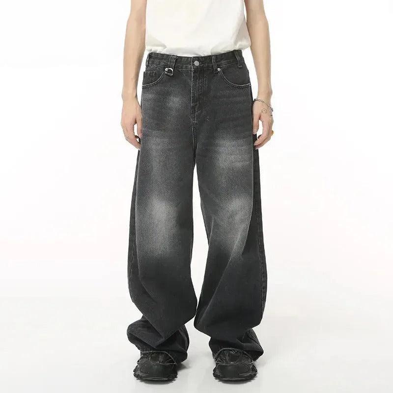 Washed Dark Loose Jeans - DRIPIOT