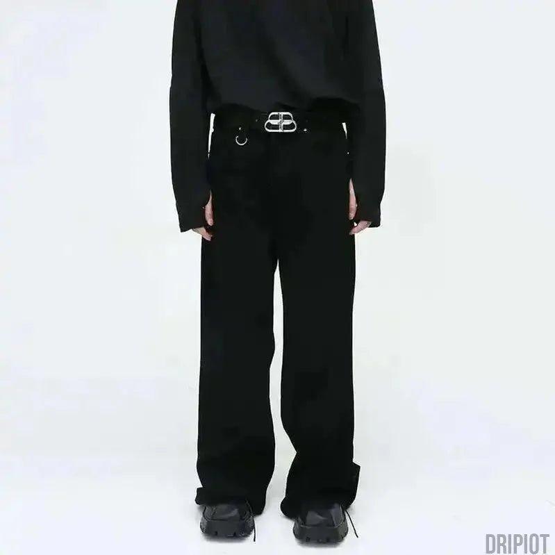 Washed Dark Loose Jeans - DRIPIOT