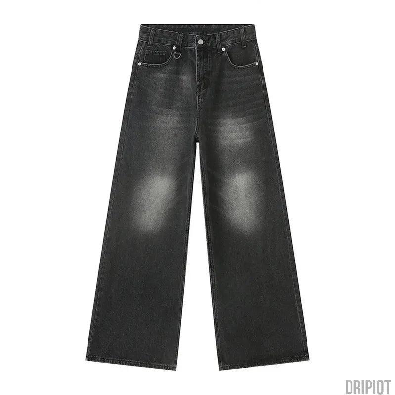 Washed Dark Loose Jeans - DRIPIOT