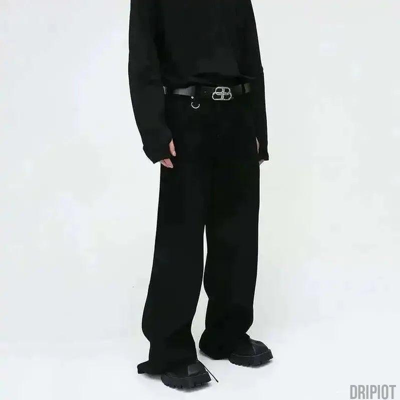Washed Dark Loose Jeans - DRIPIOT