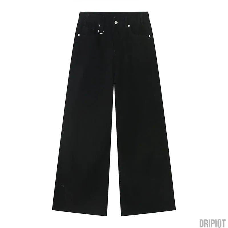 Washed Dark Loose Jeans - DRIPIOT