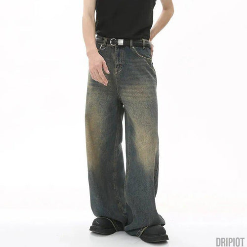 Washed Gradient Loose Jeans - DRIPIOT