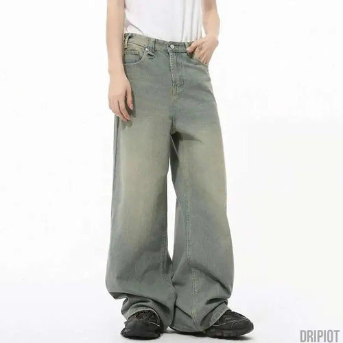 Washed Gradient Loose Jeans - DRIPIOT