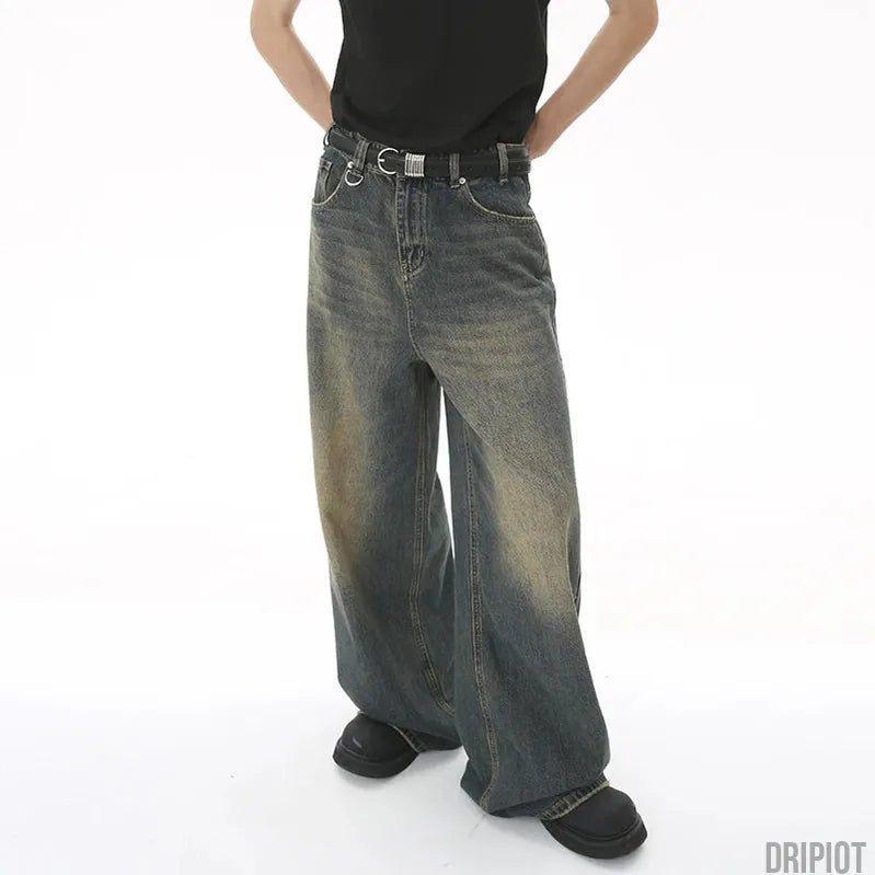 Washed Gradient Loose Jeans - DRIPIOT