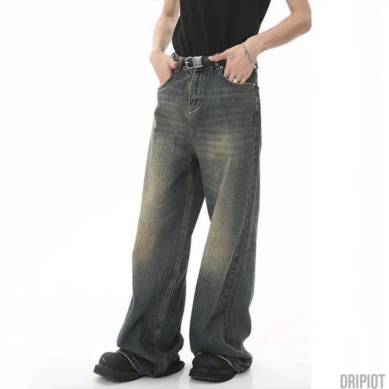 Washed Gradient Loose Jeans - DRIPIOT