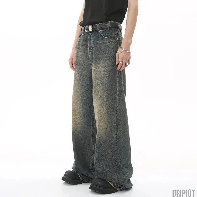 Washed Gradient Loose Jeans - DRIPIOT