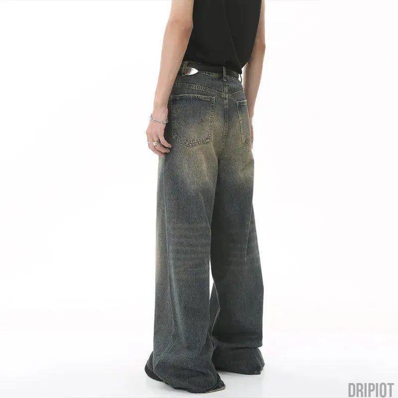 Washed Gradient Loose Jeans - DRIPIOT
