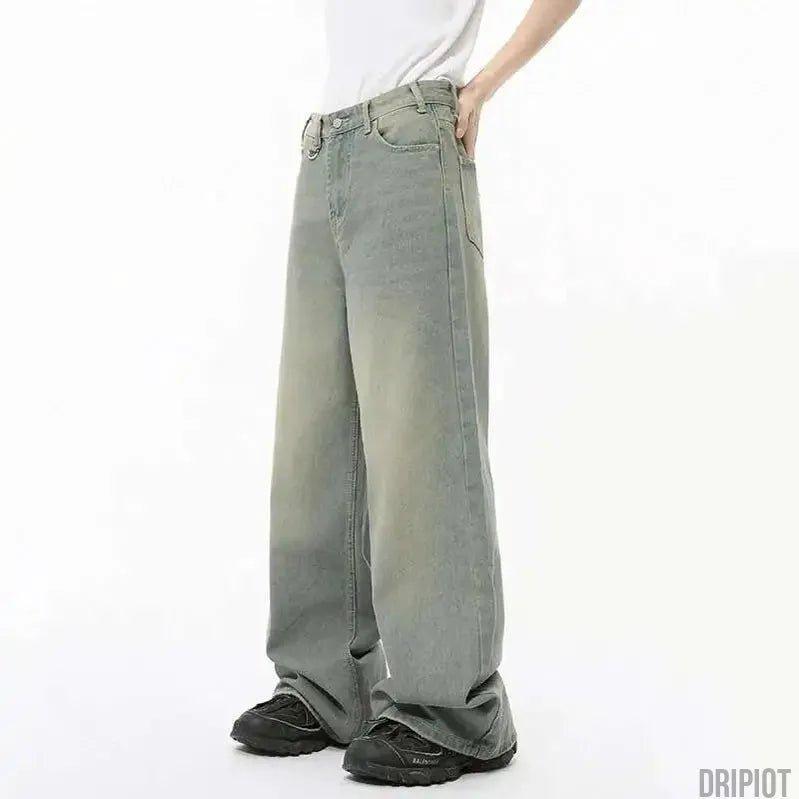 Washed Gradient Loose Jeans - DRIPIOT