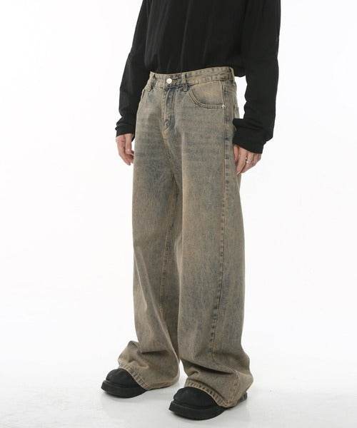 Chic Distressed Baggy Jeans - Color: Beige - DRIPIOT