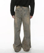 Chic Distressed Baggy Jeans - Color: Beige - DRIPIOT