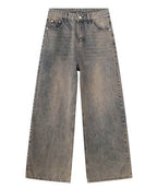 Chic Distressed Baggy Jeans - Color: Beige - DRIPIOT