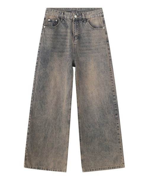 Chic Distressed Baggy Jeans - Color: Beige - DRIPIOT