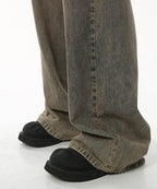 Chic Distressed Baggy Jeans - Color: Beige - DRIPIOT
