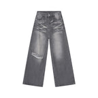 Contrast Wide Denim Jeans - DRIPIOT