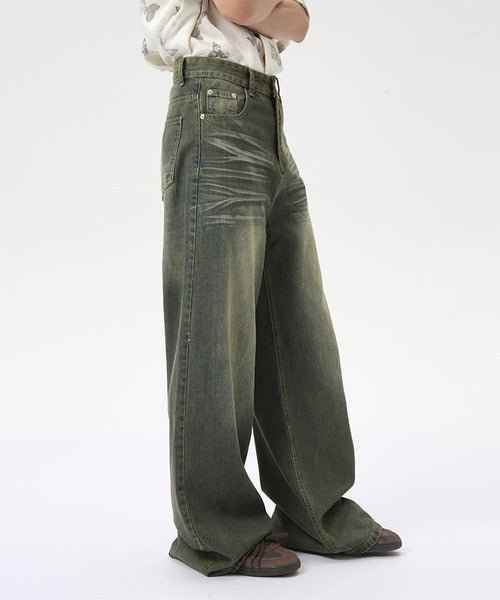 Denim Wide Casual Jeans - Color: Retro Cyan - DRIPIOT