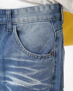 Folded Draping Straight Jeans - Color: Blue - DRIPIOT