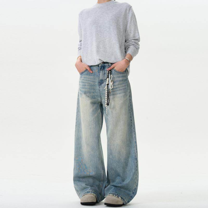 Moustache Effect Distressed Jeans - Color: Blue - DRIPIOT