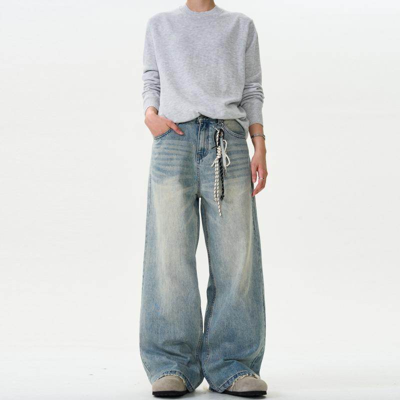 Moustache Effect Distressed Jeans - Color: Blue - DRIPIOT