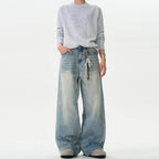 Moustache Effect Distressed Jeans - Color: Blue - DRIPIOT