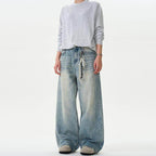 Moustache Effect Distressed Jeans - Color: Blue - DRIPIOT