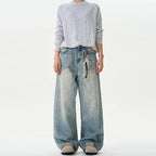 Moustache Effect Distressed Jeans - Color: Blue - DRIPIOT