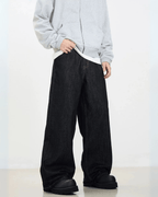 Simple Wide Leg Denim Jeans - Color: Solid Black - DRIPIOT