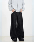 Simple Wide Leg Denim Jeans - Color: Solid Black - DRIPIOT