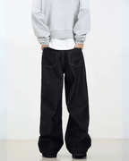 Simple Wide Leg Denim Jeans - Color: Solid Black - DRIPIOT