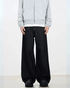 Simple Wide Leg Denim Jeans - Color: Solid Black - DRIPIOT