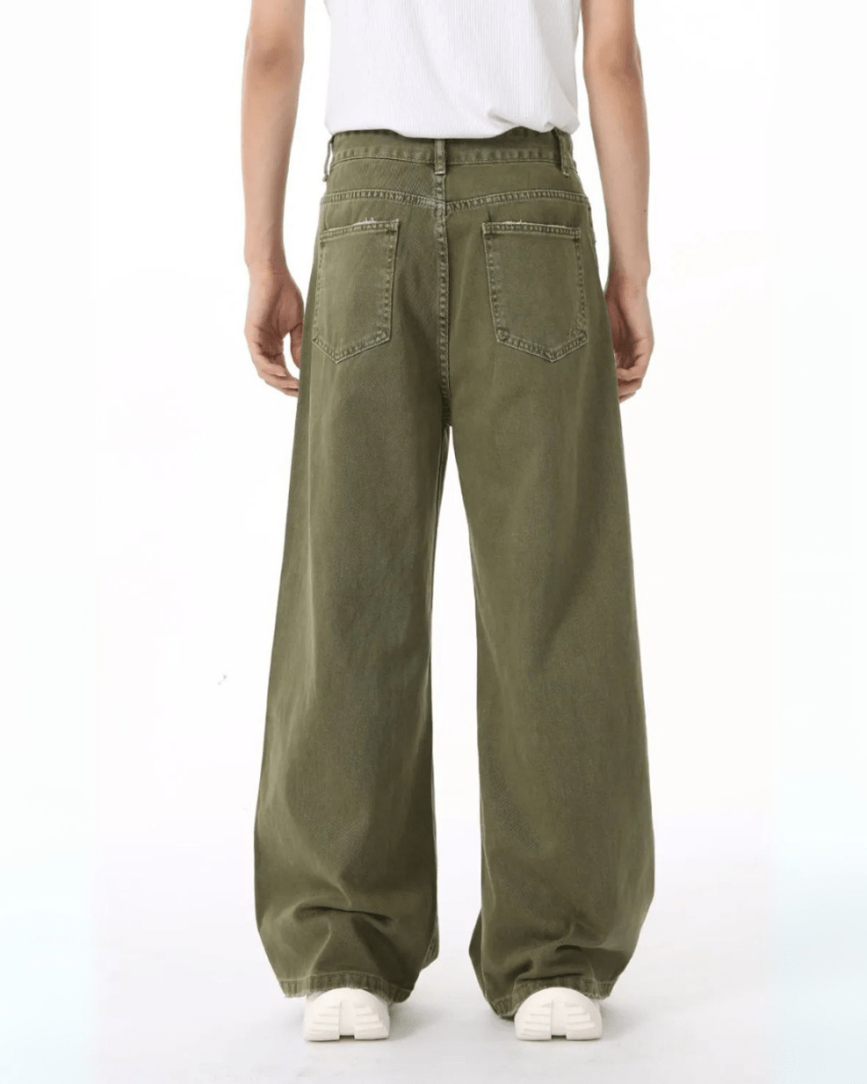 Solid Green Hole Jeans - Color: Green - DRIPIOT