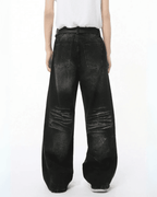 Straight Whiskers Solid Jeans - Color: Black - DRIPIOT