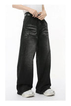 Straight Whiskers Solid Jeans - Color: Black - DRIPIOT
