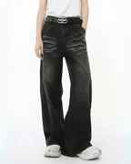 Straight Whiskers Solid Jeans - Color: Black - DRIPIOT