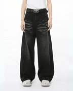 Straight Whiskers Solid Jeans - Color: Black - DRIPIOT