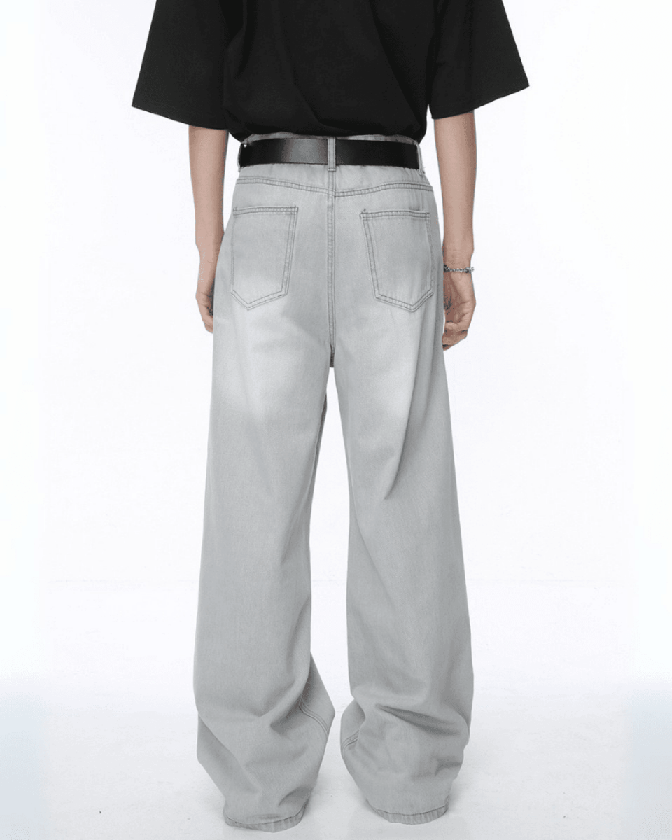 Street Crease Tie-Dyed Jeans - Color: Light Grey - DRIPIOT