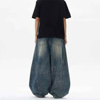 Tie Curved Baggy Jeans - Color: Retro Blue - DRIPIOT